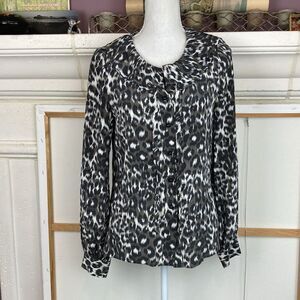 Kate Spade ♠️ silk bow tied neck leopard print blouse perfect in every way♠️